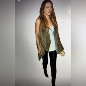 LaRok luxury Real rabbit fur vest size XS gray